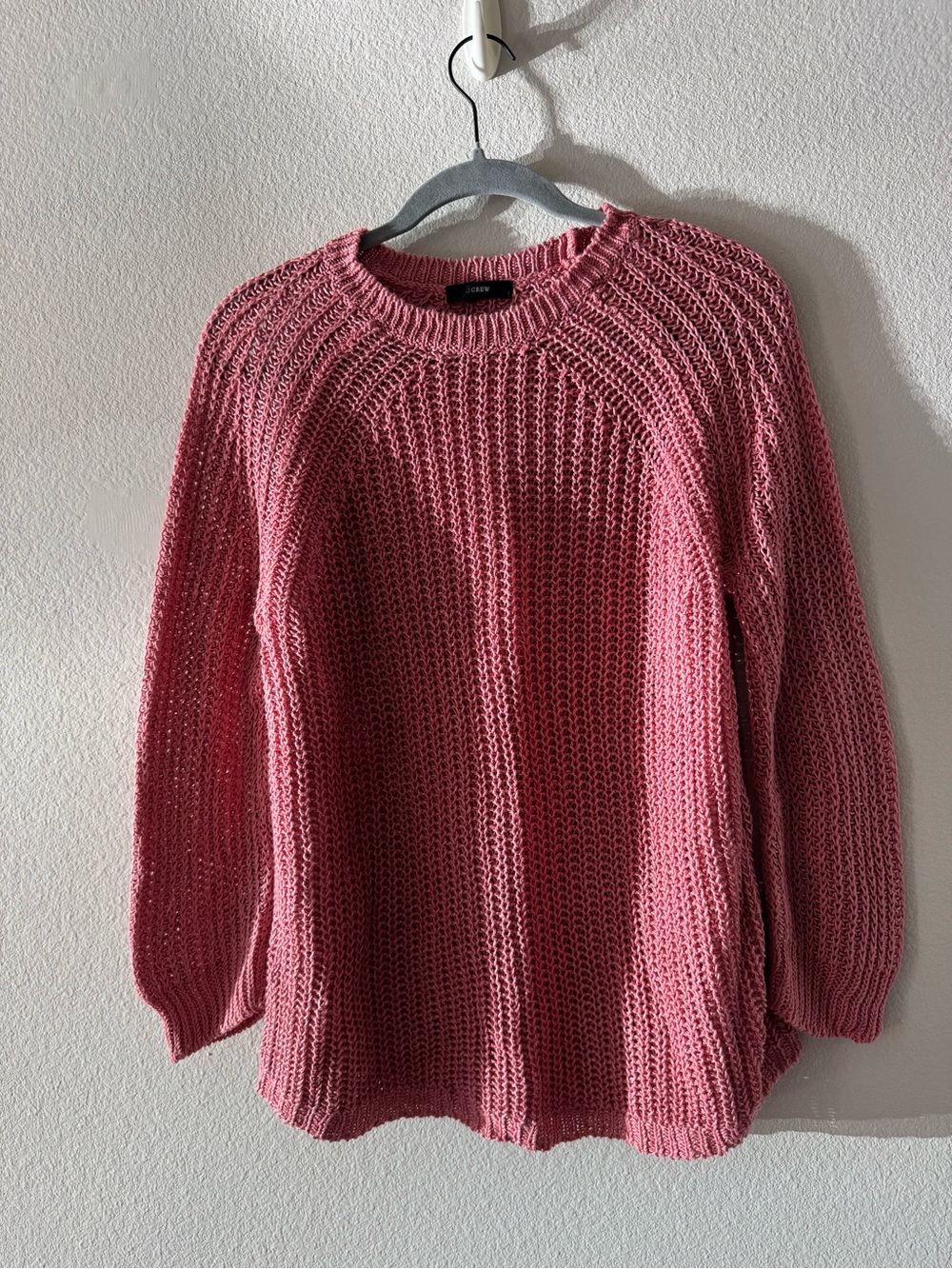 J. Crew Dusty Rose Open Stitch Crewneck Sweater